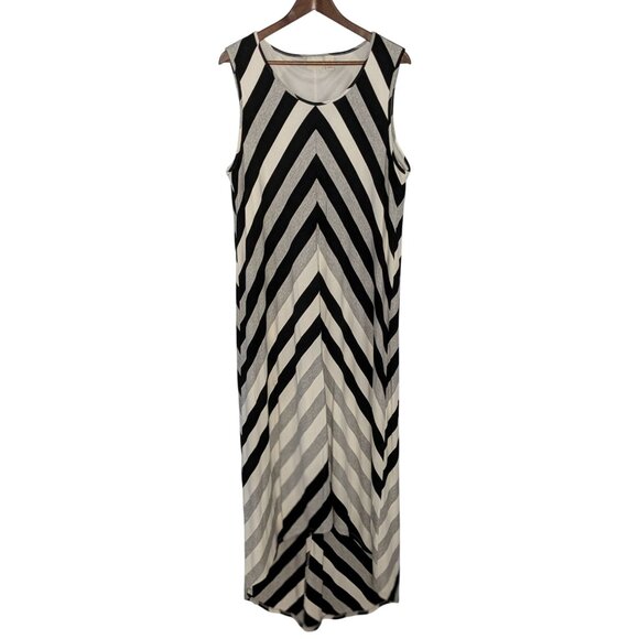 Chico's Dresses & Skirts - Chicos Womens Striped Sleeveless Maxi Dress Size 3 Black White & Grey